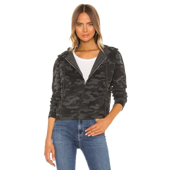 Nili Lotan Callie Sample Distress Open Front Cropped Hoodie Camo Size XS NWOT - Picture 4 of 15